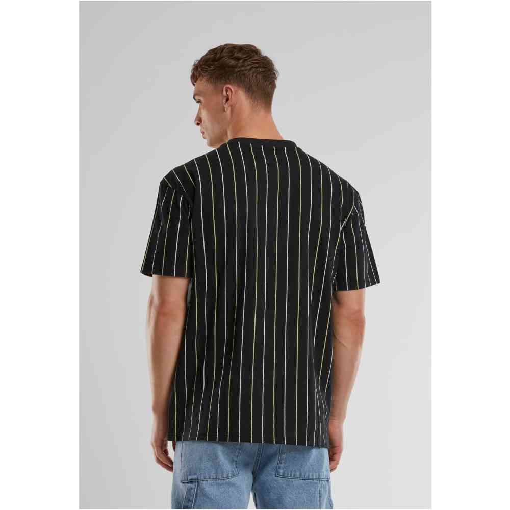 Urban Classics - Printed Pinstripe Mens Tshirt - Black/Yellow